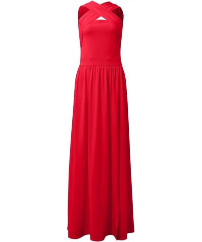 Casual Dresses for Women 2023 Long Sleeve V Neck Loose Fitted Plain Flowy Maxi Tiered Dress F-red $12.80 Sweaters