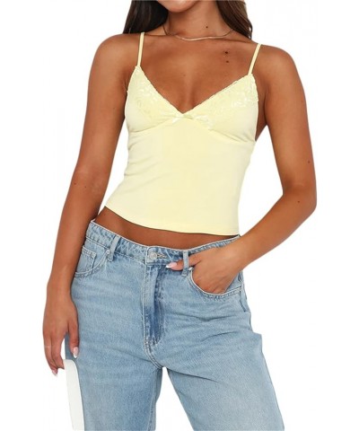 Women Sexy Low Cut Tank Top Ruched Bandage Camisloe Side Split Mini Y2k Tops Cropped Bustier Vest Going Out Yellow Medium $9....