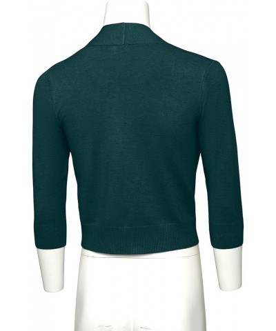 Women's 3/4 Sleeve Open Front Lightweight Cropped Shrug Cardigans Sweaters (S-XL) Teal $13.22 Sweaters