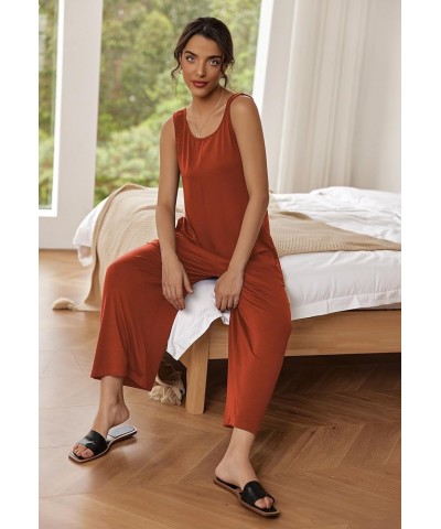 Sleeveless Jumpsuits for Women Scoop Neck Casual Tank Rompers Loose Wide Leg Stretchy Overalls with Pockets Caramel $21.99 Ju...