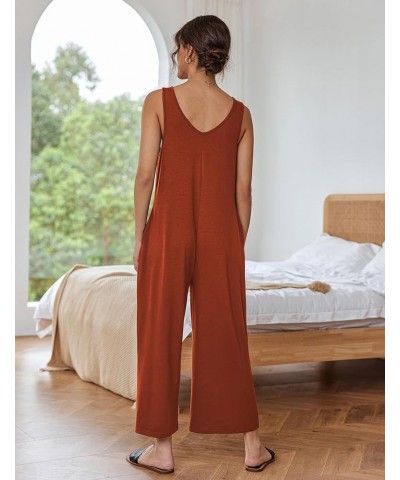 Sleeveless Jumpsuits for Women Scoop Neck Casual Tank Rompers Loose Wide Leg Stretchy Overalls with Pockets Caramel $21.99 Ju...