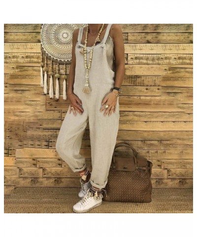 Rompers for Women Linen Summer Casual Loose Solid Long Romper Jumpsuits A $17.19 Rompers