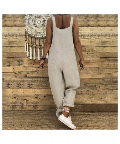 Rompers for Women Linen Summer Casual Loose Solid Long Romper Jumpsuits A $17.19 Rompers