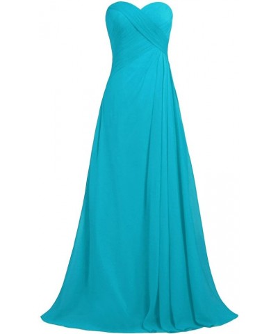 Women's Strapless Long Bridesmaid Dresses Chiffon Wedding Prom Gown Turquoise $39.10 Dresses