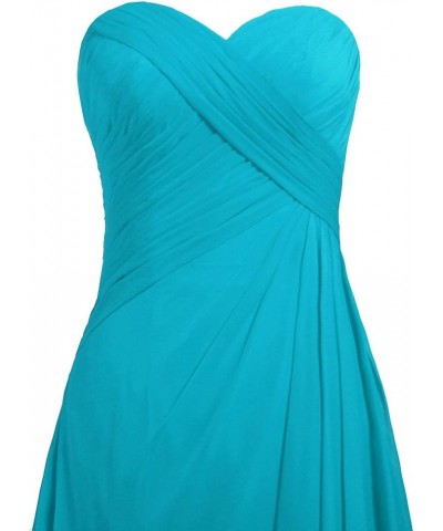 Women's Strapless Long Bridesmaid Dresses Chiffon Wedding Prom Gown Turquoise $39.10 Dresses