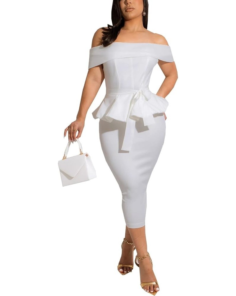 Church Dresses for Women Bodycon Vintage Wrap Work Business Midi Pencil Dress 10white $16.81 Dresses