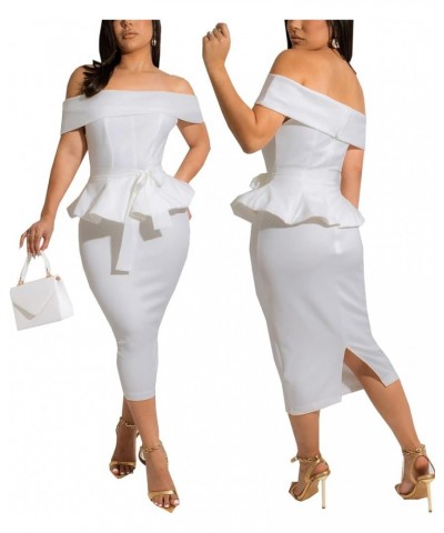 Church Dresses for Women Bodycon Vintage Wrap Work Business Midi Pencil Dress 10white $16.81 Dresses