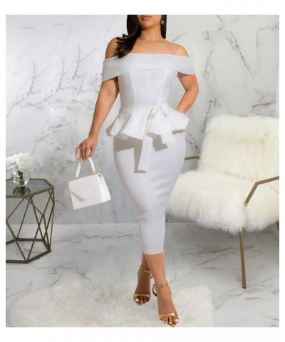 Church Dresses for Women Bodycon Vintage Wrap Work Business Midi Pencil Dress 10white $16.81 Dresses