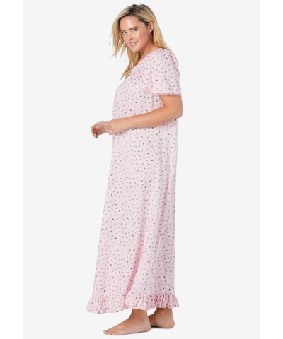 Women's Plus Size Long Floral Print Cotton Gown Pajamas Black Bouquet $20.40 Sleep & Lounge