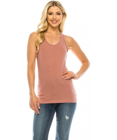 Women's Essential Basic Athletic Yoga Racerback Jersey Cotton Solid Workout Tank Top -Running, Exercise, Gym, Lounge Mauve $9...