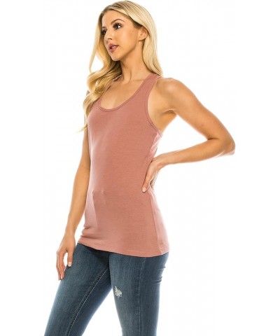 Women's Essential Basic Athletic Yoga Racerback Jersey Cotton Solid Workout Tank Top -Running, Exercise, Gym, Lounge Mauve $9...