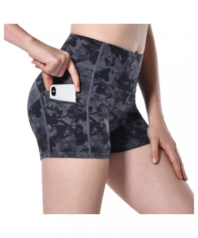 Women's 2'' Inseam High Waist Biker Yoga Shorts with 4 Out Pockets 2" Grey & Black Mixed Splinter Camo Small $8.54 Activewear