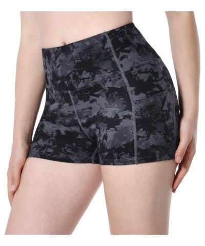 Women's 2'' Inseam High Waist Biker Yoga Shorts with 4 Out Pockets 2" Grey & Black Mixed Splinter Camo Small $8.54 Activewear