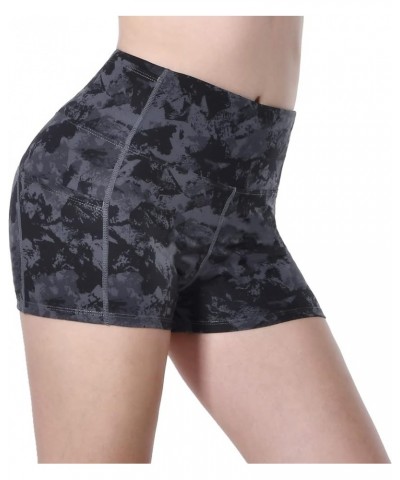 Women's 2'' Inseam High Waist Biker Yoga Shorts with 4 Out Pockets 2" Grey & Black Mixed Splinter Camo Small $8.54 Activewear