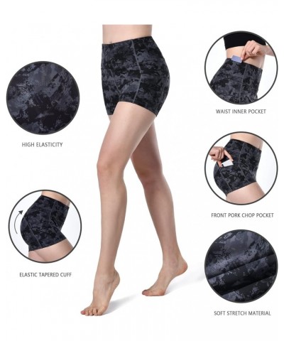 Women's 2'' Inseam High Waist Biker Yoga Shorts with 4 Out Pockets 2" Grey & Black Mixed Splinter Camo Small $8.54 Activewear