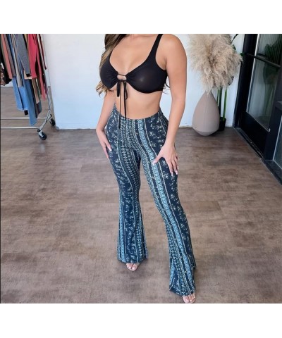 Women Bell Bottom Flare Palazzo Pants Vintage Floral Print High Waisted Boho Stretchy Leg Fashion Streetwear Blue $10.61 Legg...