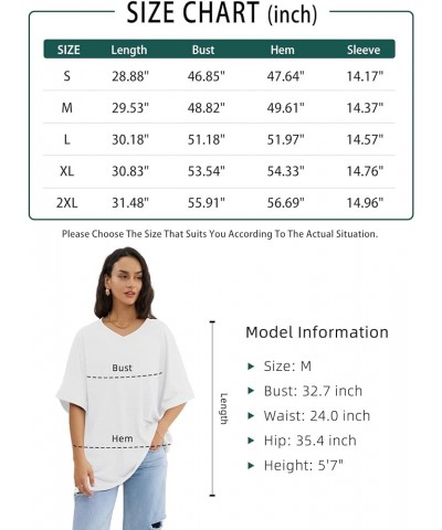 Womens Oversized T Shirts Loose Fit V Neck Short Sleeve Summer Casual Blouse 2024 Y2K Tee Tops White $7.94 Tops