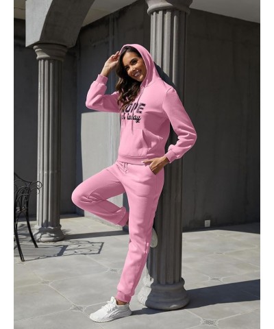 Sweat Suit for Women 2 Piece Set Print Long Sleeve Hoodie Pullover Bodycon Jogger Sweatpants Tracksuit Outfit Pink $22.95 Act...