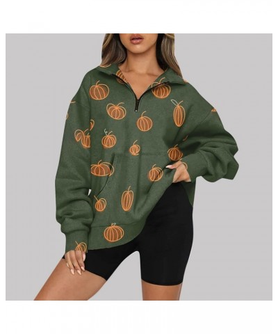 Women Oversized Sweatshirts Half Zip Pullover Letter Solid Lapel Hoodies Drop Shoulder Fleece Workout Pullover 4-dark Green $...