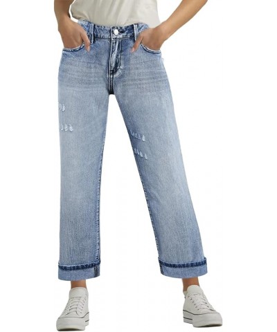 Boyfriend Jeans for Women Stretch Straight Leg Jeans Low Waist Button Fly Jeans Wash Light Blue $19.78 Jeans