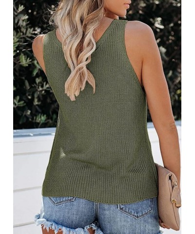 Womens Summer Sleeveless V Neck Sweater Vest Fall Loose Casual Knit Tank Tops Army Green $15.92 Sweaters