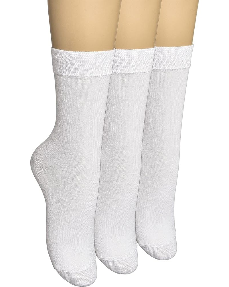 Women's Thin Bamboo Dress Socks - Casual Color Crew Socks, Comfort Seam White (3 Pack) $15.82 Socks