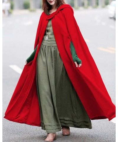 Women Gothic Hooded Open Front Poncho Cape Coat Outwear Jacket Cloak Red $24.01 Coats