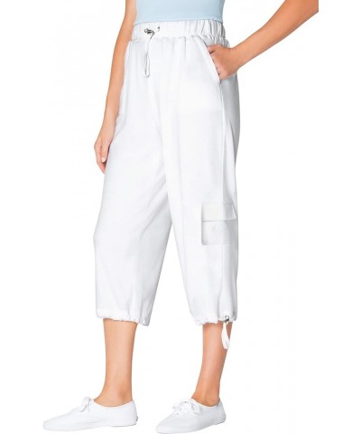 Women's Plus Size Petite Pull-On Knit Cargo Capri White $27.25 Pants