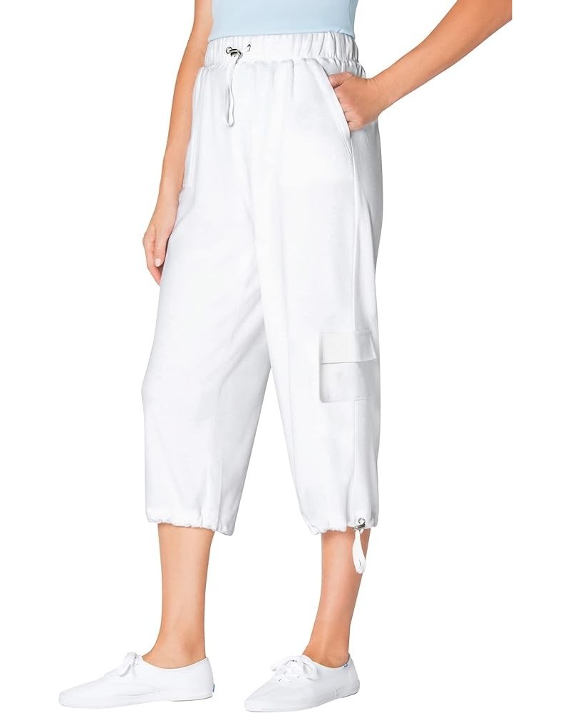 Women's Plus Size Petite Pull-On Knit Cargo Capri White $27.25 Pants