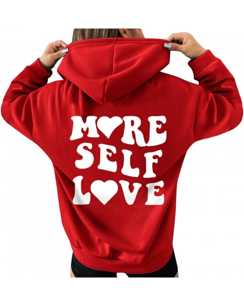 Women's Letter Graphic Print Long Sleeve Drawstring Hoodie Sweatshirt Hippie Clothes Y2K Tops Deal of The Day Af-red $34.37 H...