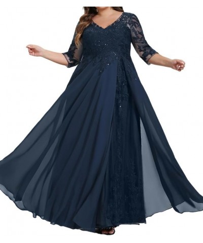 Mother of The Bride Dresses Lace A-line V-Neck Floor-Length Chiffon Mother of The Bride Dress Sequins Formal Evening Gowns Ba...