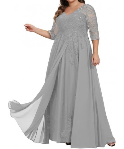 Mother of The Bride Dresses Lace A-line V-Neck Floor-Length Chiffon Mother of The Bride Dress Sequins Formal Evening Gowns Ba...