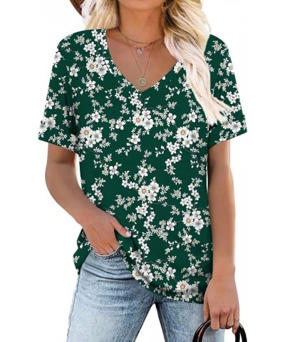 Women's V-Neck Tee Summer Tshirts Casual Short Sleeve Tops Loose Blouse Fit Tunic Soft Greenfloret $12.92 Tops