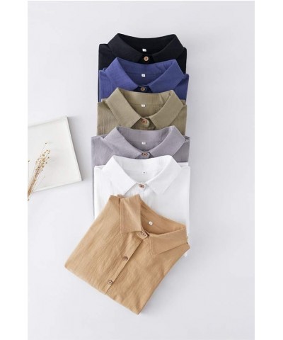 Women's Long Sleeve Shirts Button Down Blouse Cotton Tunic High Low Tops Black $17.48 Blouses