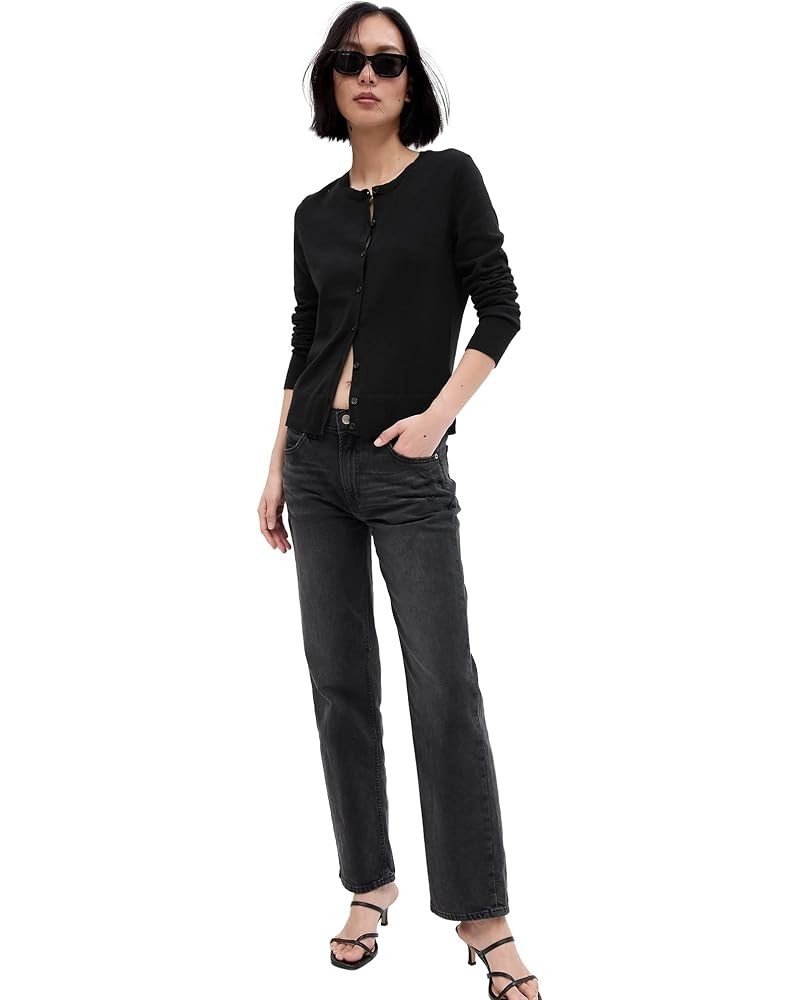 Women's Crewneck Cardigan True Black $13.20 Sweaters