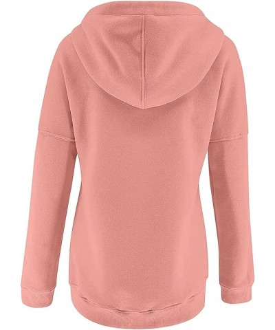 Fall Women 2023 Button Collar Drawstring Hoodies Long Sleeve Oversized Hooded Sweatshirt Ladies Casual Pullover Tops Fall Wom...