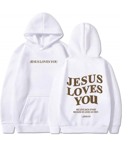 Christian Sweatshirt Women Jesus Loves You Long Sleev Letter Print Pullover Tops Vintage Lightweight Sports Hooded Sweatshirt...