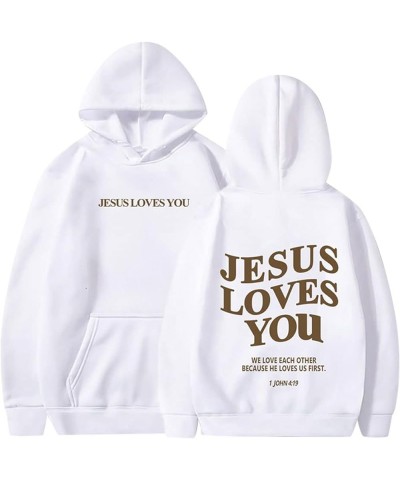 Christian Sweatshirt Women Jesus Loves You Long Sleev Letter Print Pullover Tops Vintage Lightweight Sports Hooded Sweatshirt...