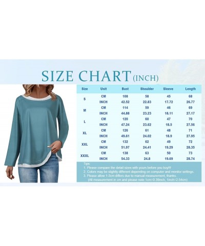 Womens Long Sleeve Tops Fall Ethnic Floral Double Layers Long Sleeve Shirt Crewneck Blouses Winter Graphic Sweatshirts X19-gr...