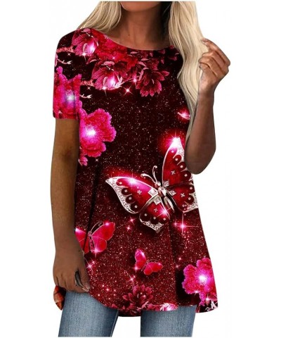 Women's Casual Tunic Tops To Wear With Leggings Long Sleeve Henley Blouses Tie Dye Shirts Plus Size 08red $10.62 Tops