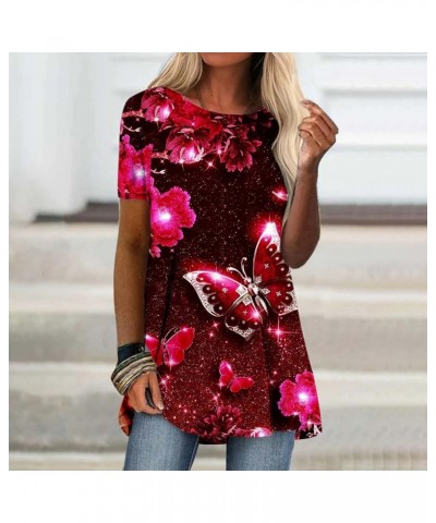 Women's Casual Tunic Tops To Wear With Leggings Long Sleeve Henley Blouses Tie Dye Shirts Plus Size 08red $10.62 Tops