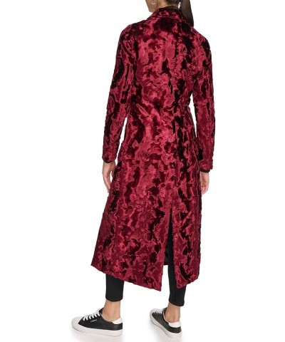 Women's Velvet Long Walker Jacket Burgundy $59.18 Jackets