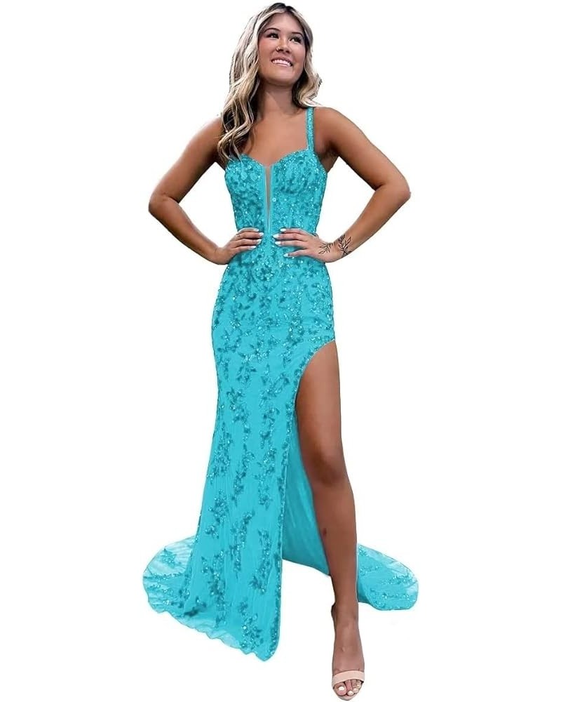 Sweetheart Prom Dresses for Women Lace Appliques Tulle Sexy Backless Ball Gowns Formal Evening Dress,R113 Turquoise $42.35 Dr...