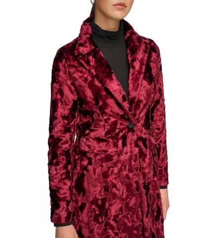 Women's Velvet Long Walker Jacket Burgundy $59.18 Jackets