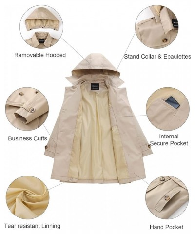 Women's Plus Size Trench Coat Double-Breasted Classic Lapel Overcoat Belted Outerwear Coat with Detachable Hood Khaki $30.75 ...