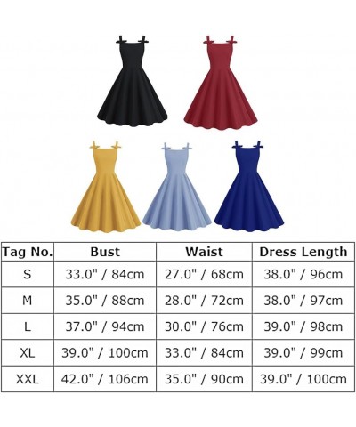 Women's Vintage Floral Flared A-Line Swing Casual Party Dresses 1950s Retro Sleeveless Homecoming Dresses Red-v Back $11.59 D...