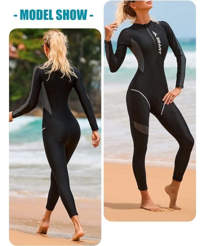 Women's Full Body Wetsuit Surfing Diving Suit Scuba Dive Skin Rash Guard One Piece Long Sleeve Zip Quick Dry Sunsuit Grey Sma...