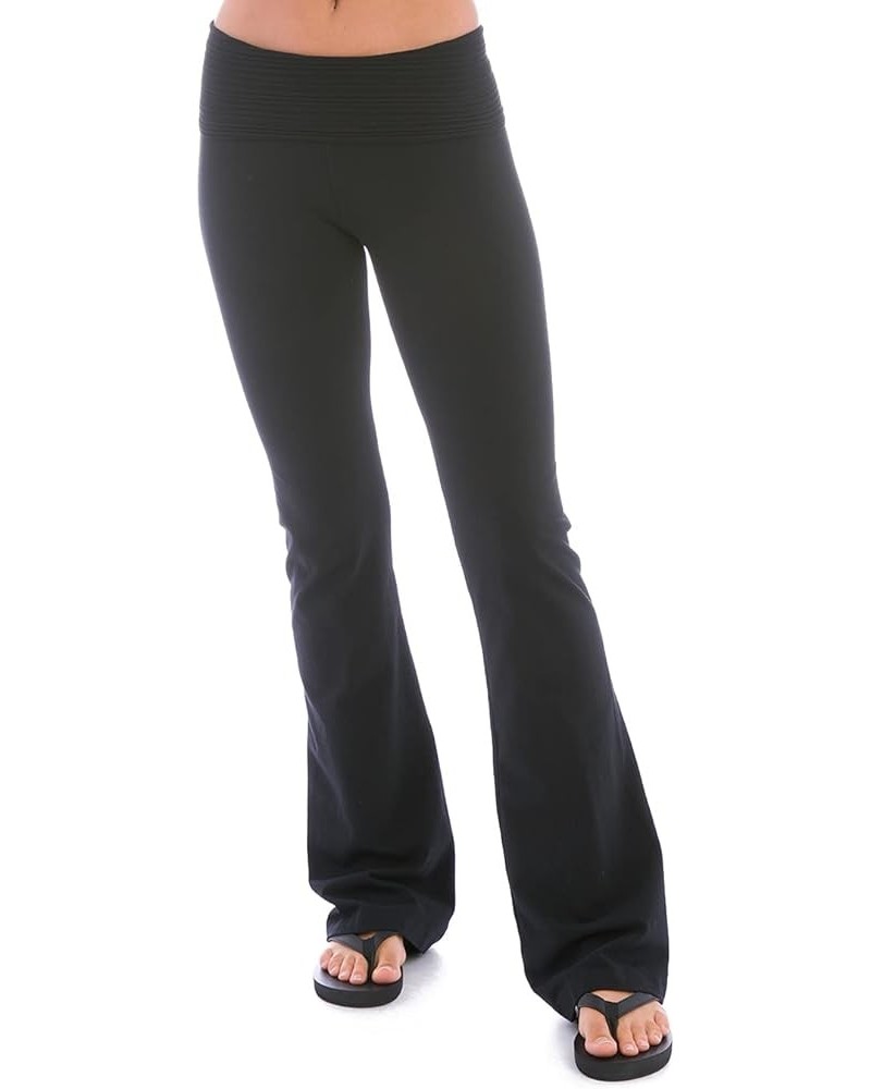 Women's Ottoman Stripe Rolldown Bootleg Flare Pant Style TT12 Black $13.63 Activewear