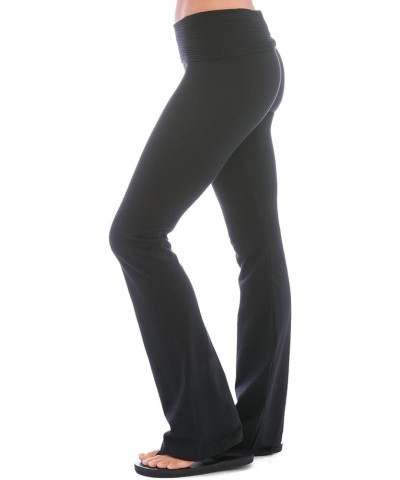 Women's Ottoman Stripe Rolldown Bootleg Flare Pant Style TT12 Black $13.63 Activewear