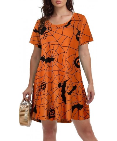 Womens Summer Casual T Shirt Dresses Short Sleeve Swing Tunic Dress Flower58_halloween $14.24 Dresses